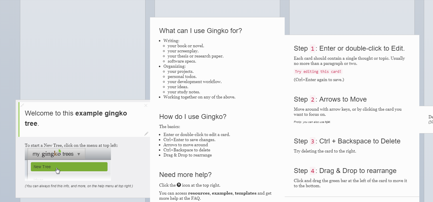 Ginko App. Note taking tool. Planning tool.